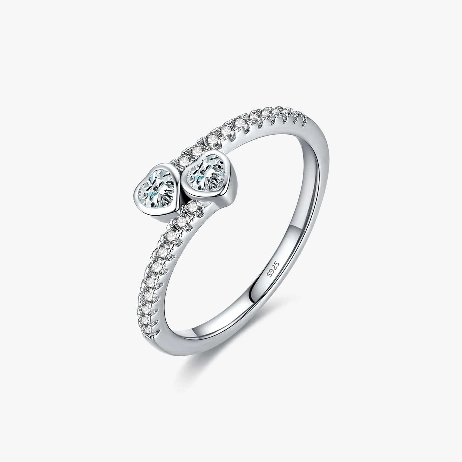 Solid 925 Sterling Silver Fashion Original Jewelry Charm Romantic Intertwined With Love Hearts to Hearts Finger Rings for Women