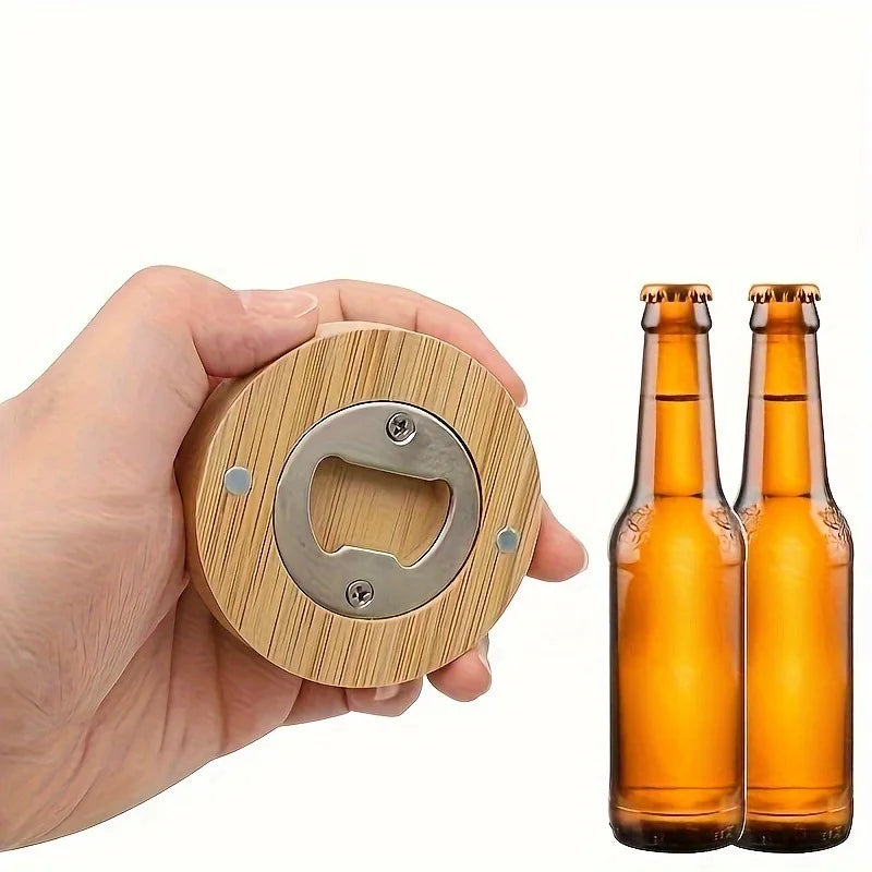 Custom Logo Portable Eco-friendly Wooden Bamboo Fridge Magnet Custom Beer Bottle Opener Promotional Gift