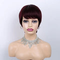 Wholesale 100% Brazilian Hair Short Machine Made Wig #99J Human Hair Wigs Indian Hair
