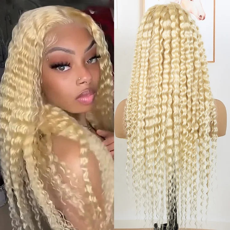 613 Blonde Curly 30 32 34 36 38 40 50 Inch Human Hair Wigs Lace Front Wigs Human Hair Pre Plucked Wholesale Loose Deep Wave Wig