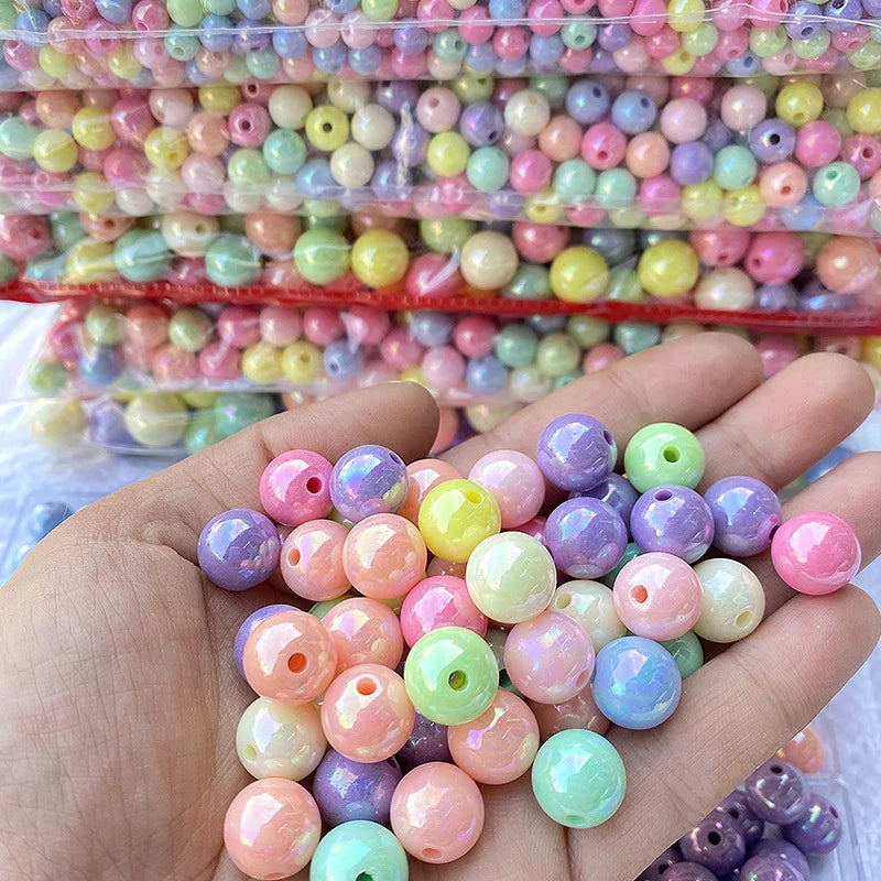 2025 Crystal Factory Direct Sell Acrylic Macaroon AB Colors Round Beads Plastic Beads for Jewelry Making