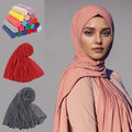 Ethnic Scarf Muslim  Jersey Turban Long Scarf for Women  Hot-Selling Solid Color Soft Breathable Single Traditional Shawl Hijab