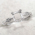 Sterling Silver 6*6mm Semi Mount Ring Square Shape Empty Frame Blank Claws Setting S925 Base Without Center Stone for Inlay DIY
