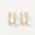 LOZRUNVE 925 Sterling Silver Mirco Pave Zirconia Double Open Huggie Hoop Earring Women Girl
