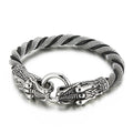 KALEN Hiphop Stainless Steel tiger & Dragon Head  Cowhide Bracelet