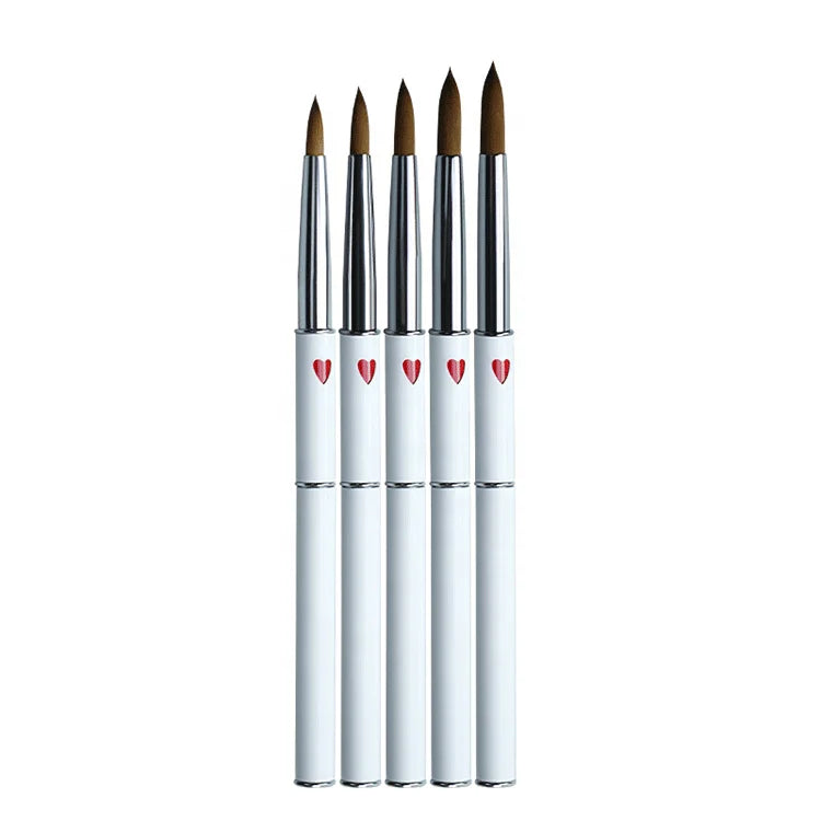 Professional Nail Tools White 100% Kolinsky Pure Sable Acrylic Heart Nail Brush