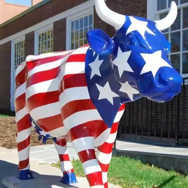 Farm/garden Decoration Resin Fiberglass Life Size Animal Cow Statue Sculpture for Sale