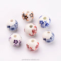 Pandahall 200 Pcs Mixed Color 12mm Handmade Round Printed Porcelain Beads