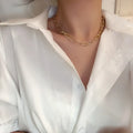 French Dainty Vintage Necklace Chain Irregular U Shaped Inlay CZ Diamond Gold Plated Choker Necklace Women's All-match Jewelry