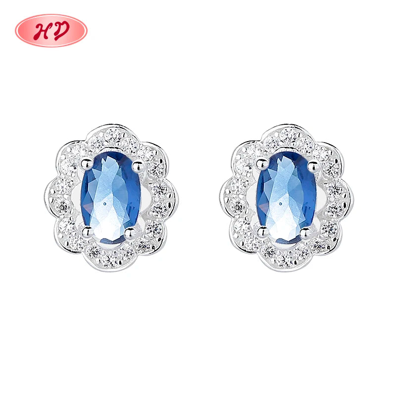 Fashionable Wholesale Silver Earrings 925 Women'S Colorful Zircon Flower Stud Earrings Fashion Jewelry for Women