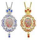 HT Zinc Alloy Orthodox Nativity Cross with Chain Round Russian Orthodox Pectoral Cross for Priest Bishop