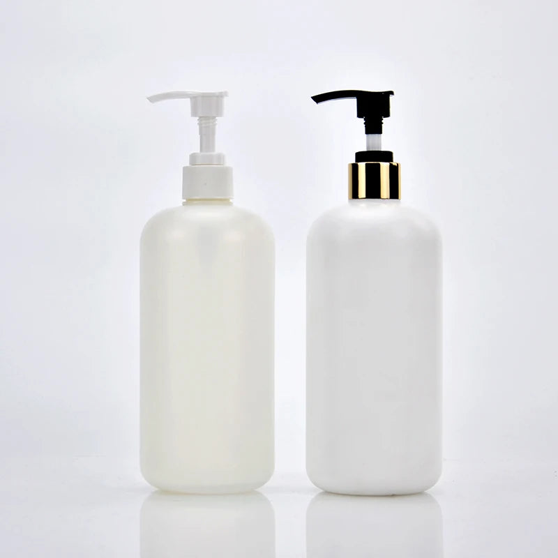 HDPE Empty Shampoo Opaque White Plastic Lotion Soap 500ml Pump Bottle with Screen Printing and Pump Sprayer