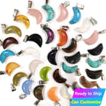 Wholesale Natural Crystal Healing Gemstone Stone Quartz DIY Jewelry Making Ladies Fashion Charm Mini Moon Pendant Necklace