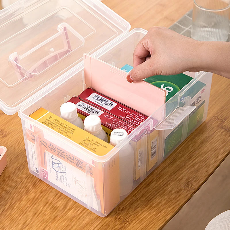 Factory New Plastic Medical Storage Box Mini First Aid Kit Case for Home Rectangle Shape