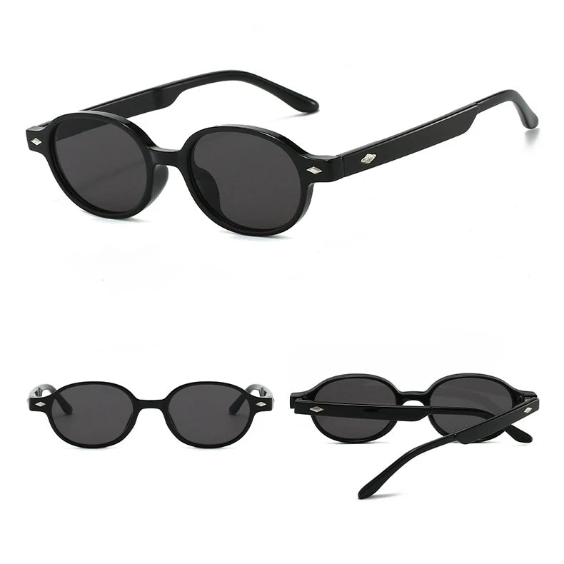 DL Retro Oval Small Frame Unisex Sunglasses with Gradient Acrylic Lenses Gray % UV Protection