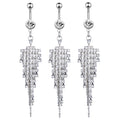 Stainless Steel Curved Barbell Crystal Chain Dangling Belly Button Ring Fashion Piercing Jewelry Rhinestone Tassel Navel Ring