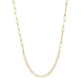 New Fashion Design Pearl Pendants Jewelry 18K Gold Plated Paperclip Chain Necklace Fro Women
