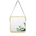 Jinnhome Modern Dressing Mirror Elegant Antique Gold Square Frame Wall Hanging Fake Leather Bathroom Decorative Mirror Plastic