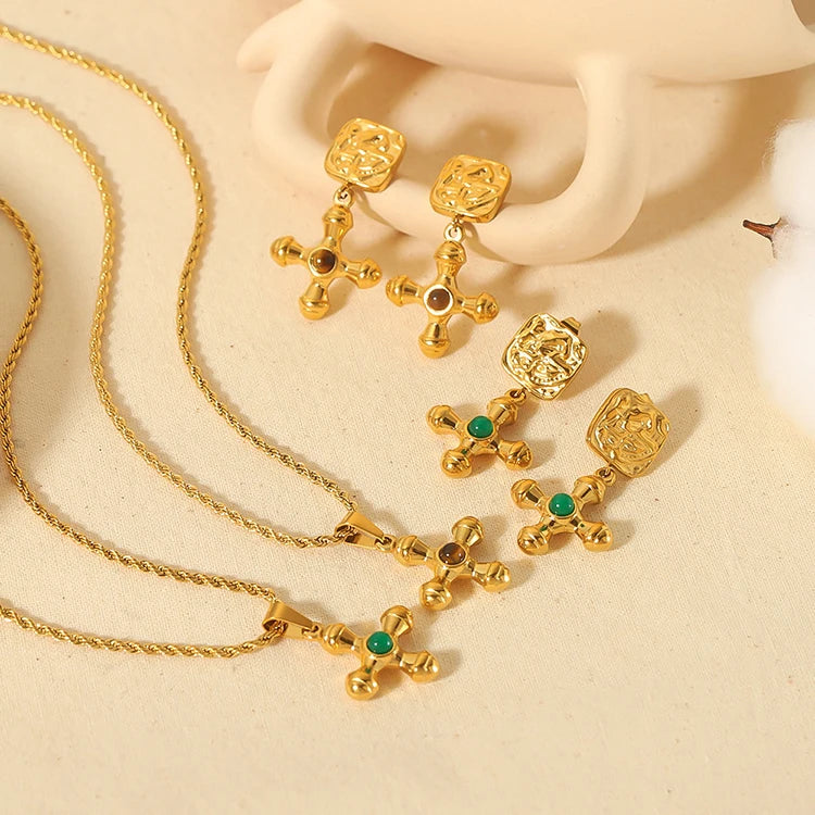 Waterproof Non Tarnish18k Gold Jewelry Necklace Stainless Steel Necklace Gold Jewelry Cross Pendant Necklace Jewelry