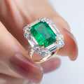 Messi Jewelry MSR-1282 Customized Jewelry 18K Solid Gold Ring Lab Grown Emerald Engagement Wedding Ring
