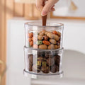 Light Luxury Transparent Snack Container Plastic Round Fruit Candy Nut  Box With Leather Handle Kitchen Organizing Jar