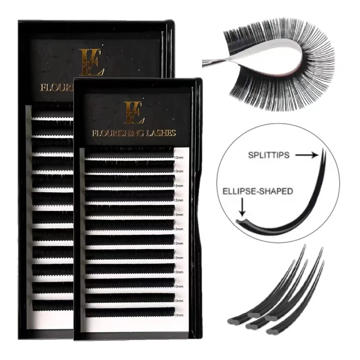 Premium Flat Lash Extensions 0.15 0.20mm c Cc d Dd Curl Individual Flat Ellipse Lashes