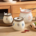 Lard Tank Lid Spoon Eco-Friendly Washable Ceramic Japanese Seasoning Storage Tank High Temperature Resistant Bohemian Design