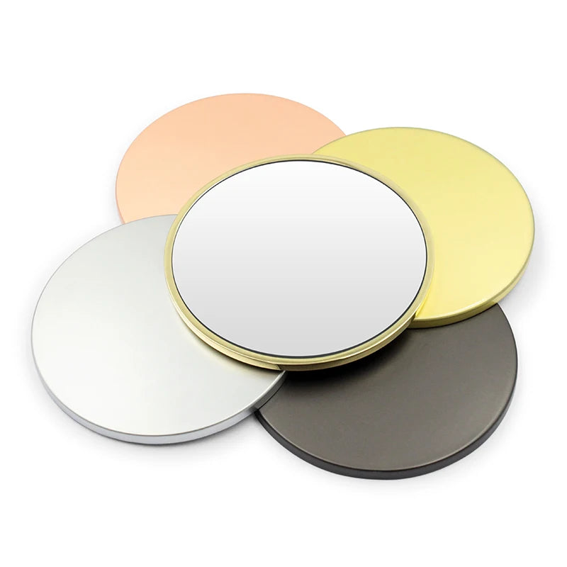Personalized Custom Logo Mini Steel Small Mirrors Pocket Bulk Makeup Metal Round Gold Pocket Mirror