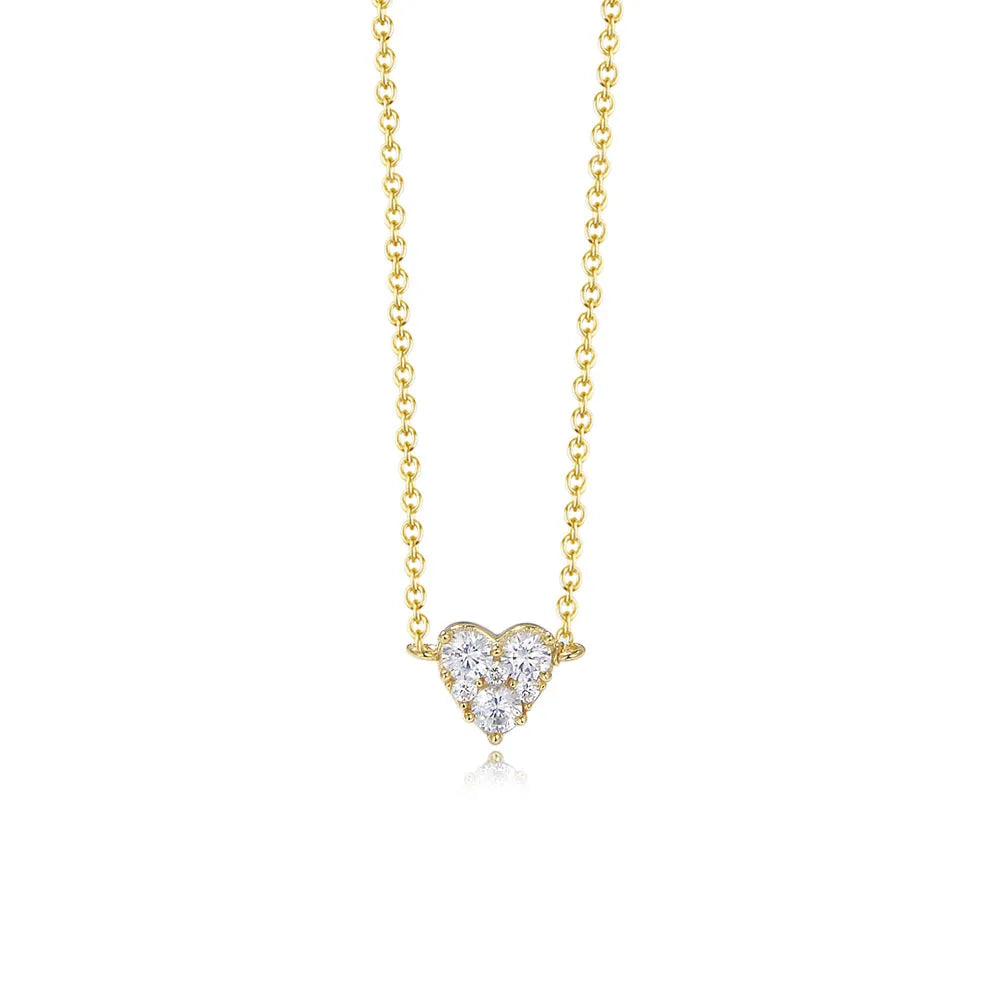 Fashion Jewelry 925 Sterling Silver Heart Necklaces love Heart Diamond Gold Plated Necklaces Women Valentine's Day