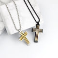 New Arrival PVD 18K Gold Plated Rope Chain Men Faith Cross Pendant 316 Stainless Steel Necklaces Wholesale