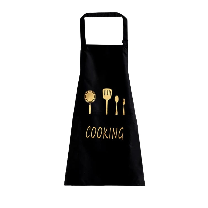 Wholesale Cheap Custom Logo Printed Simple Adult Work Waterproof Apron Kitchen Cooking Cleaning Chef Apron