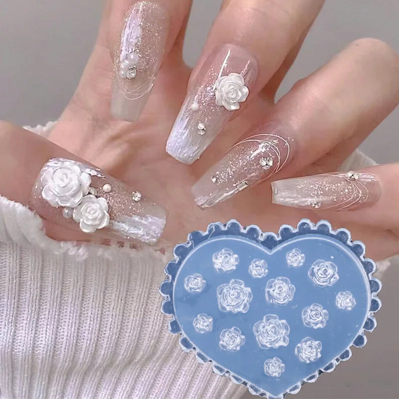 Cartoon Silicone Template DIY Polish Tool Floral Bow Heart Nail Template TSZS 3D UV Gel   Acrylic Mold for Nail Art Decoration