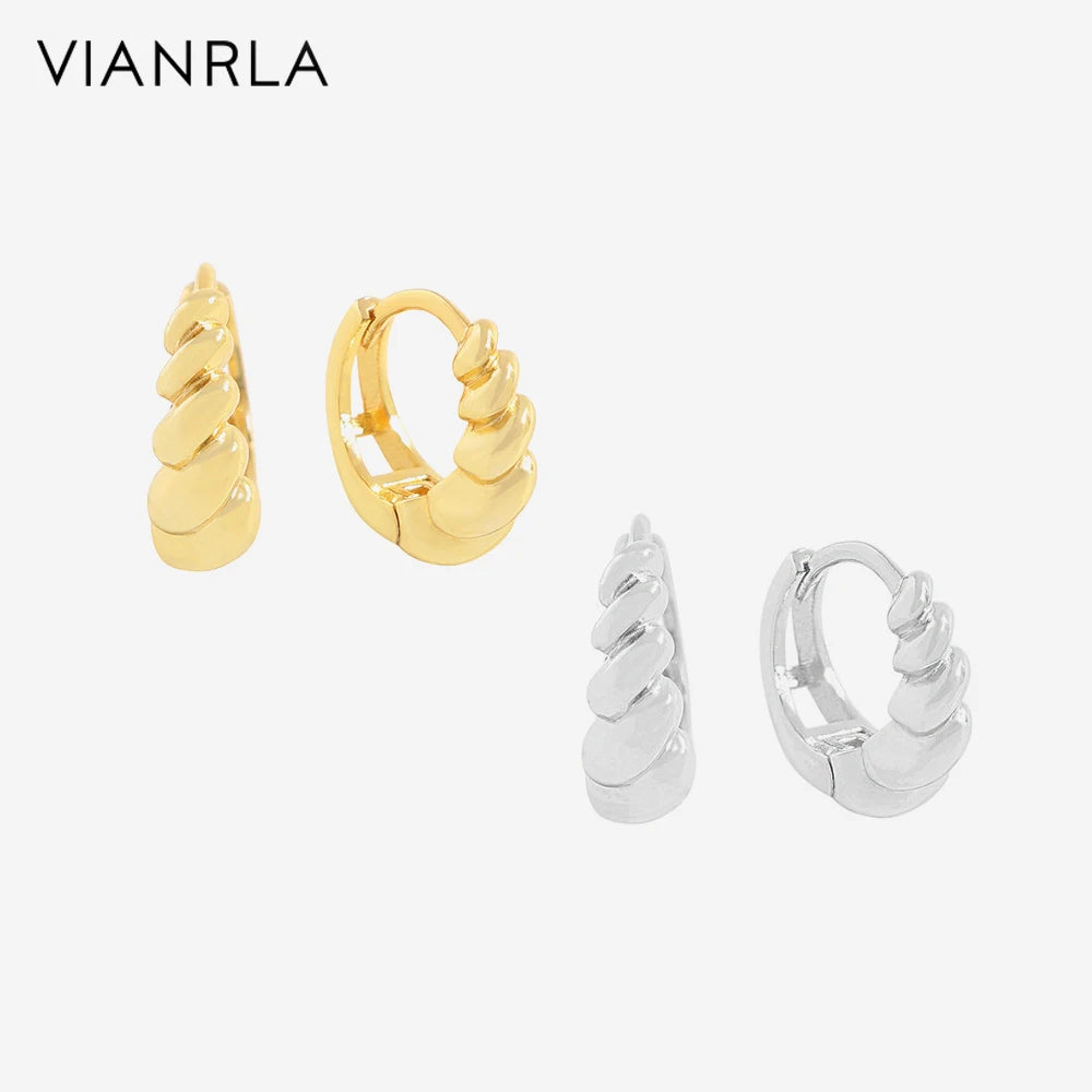VIANRLA 18K Gold Earring 925 Sterling Silver Jewelry Croissant Hoop Earrings Fashion Women's Jewelry Laser Custom Logo