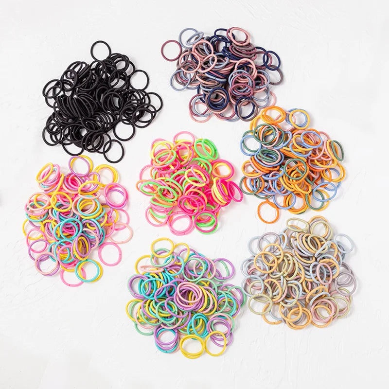 100PCS/bags 2mm Diameter 2cm Mini Kids Elastic Hair Bands Ponytail Holders Rope Elasticity Hair Ties for DIY Hair Accessories