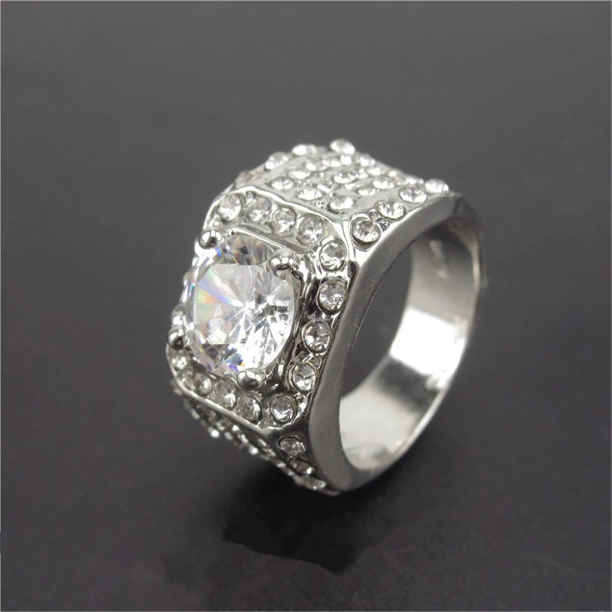 Fashion 18K White Gold Band Engagement Wedding Men Women Ring Jewelry Gift Size 5-12