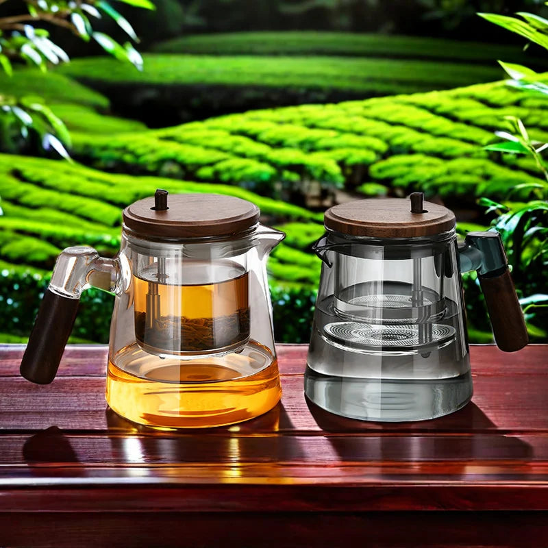 Modern Design High Borosilicate Glass All-Glass Inner Infuser Tea Water Separation Coffee Tea Set 600ML With Handle