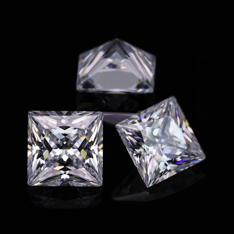 All Sizes Synthetic Cz Gems Loose Stones 5A Grade square Princess Cut White Cubic Zirconia