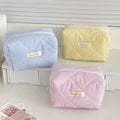 Contrast Color Stripe Girl Pillow Cosmetic Bags Quilted Cotton Ladies Storage Bag Cute Plaid Female Handbag Clutch Makeup Pouch