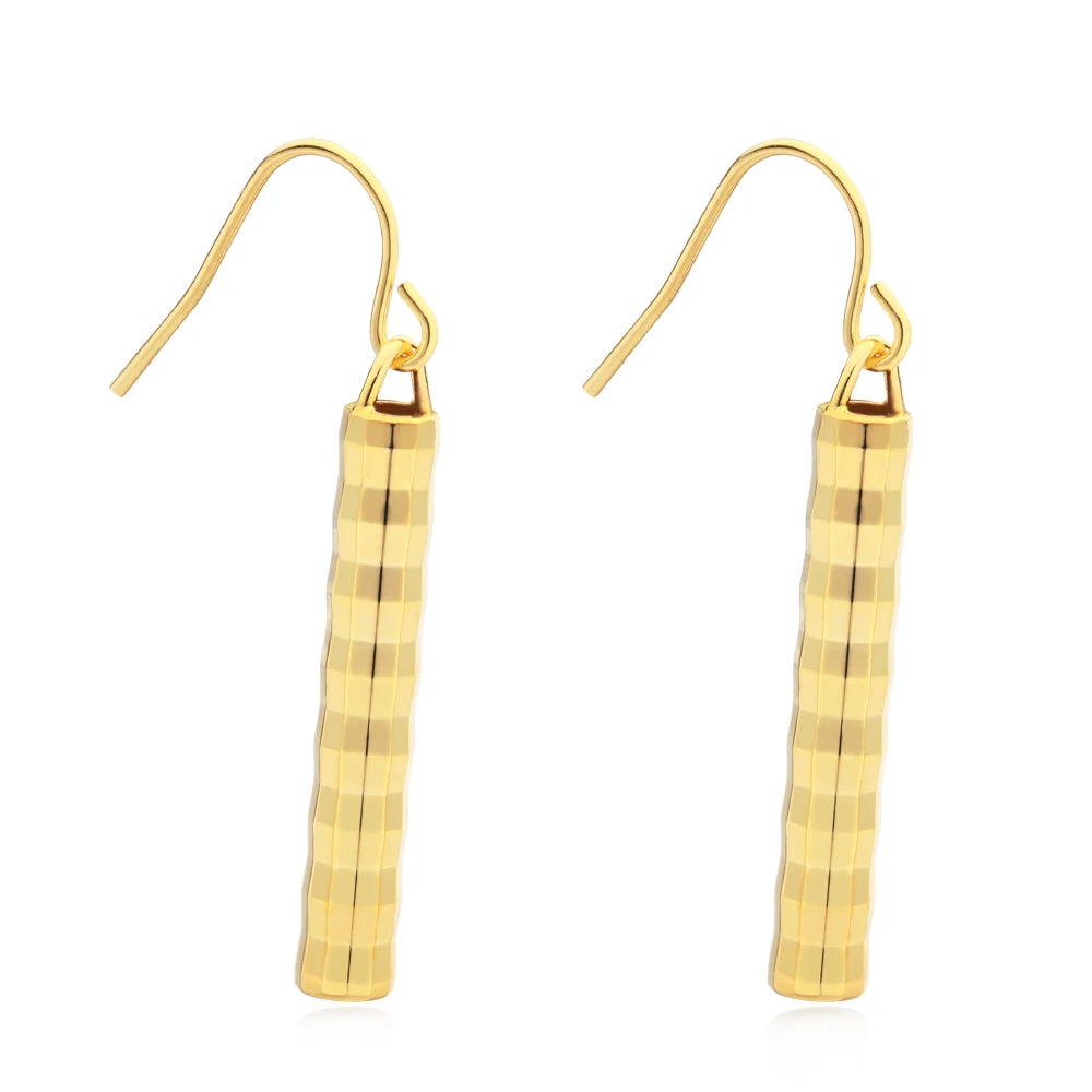 OEM Fashion Shining Cylinder Earrings Women Long Drop Dangle Jewelry Brinco Gold Plated Copper Trendy Style Silver Plated Brass MegaBDM