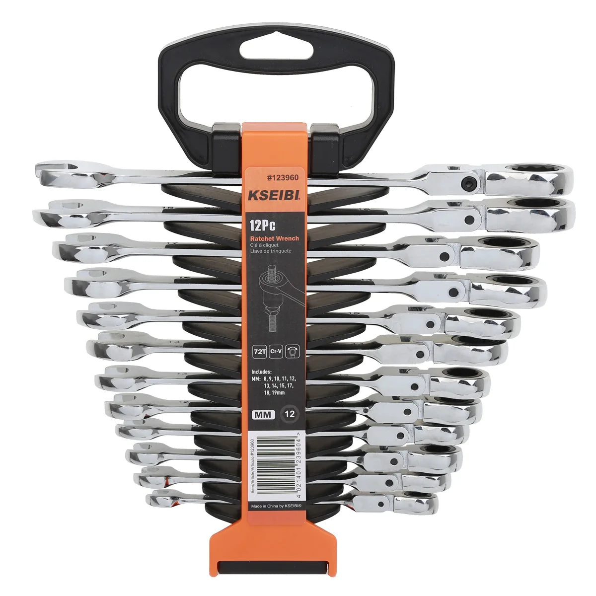 KSEIBI Professional Flexible Ratchet Combination Wrench Set 12 PC