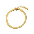 Stylish 18K Gold Stainless Steel Snake Flat Chain Bracelets Fashion Jewelry with Adjustable Link Bracelets