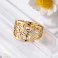 Elegant Filigree Flower With Zircon Finger Ring Women Stainless Steel Engagement Ring Jewelry Wedding Gifts