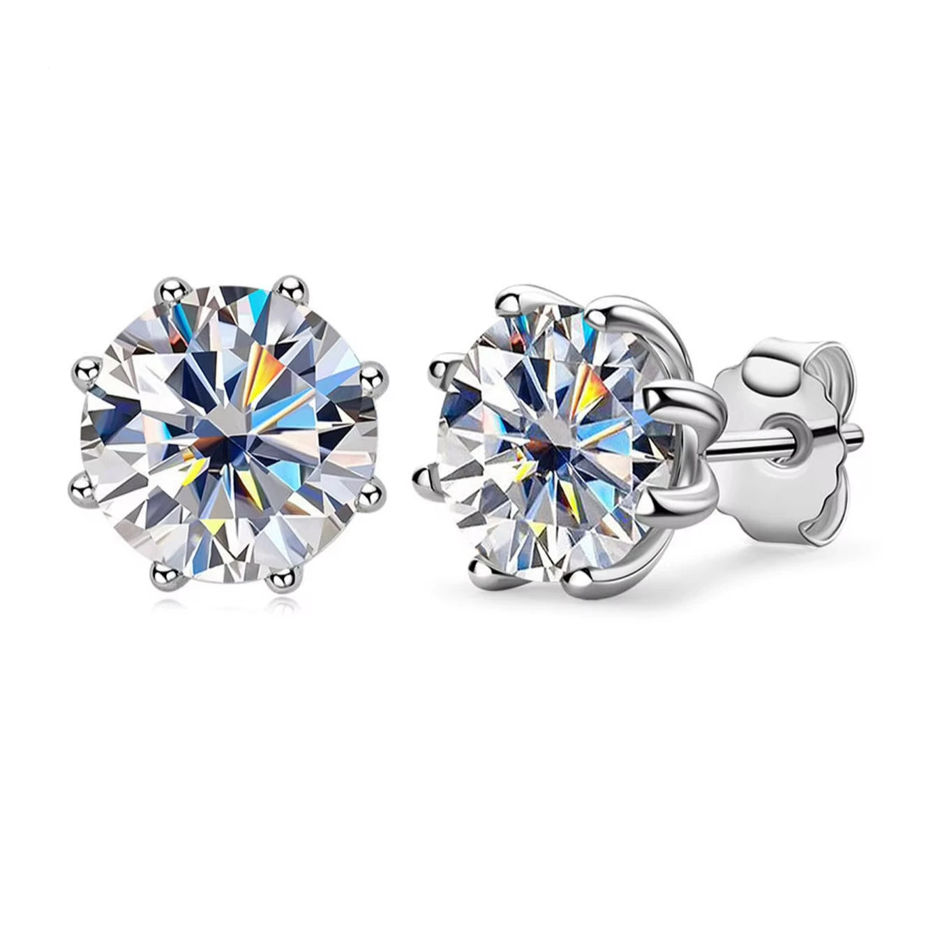 Advanced Wedding Women's 925 Sterling Silver Earrings 8 Prongs Oval Round Cut Moissanite Elegant Jewelry