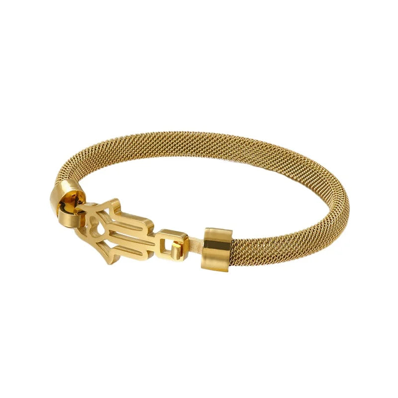 Creative Lady Stainless Steel Mesh Hand Snow Charm Opening Bracelet Bangle Accessories Women Jewelry