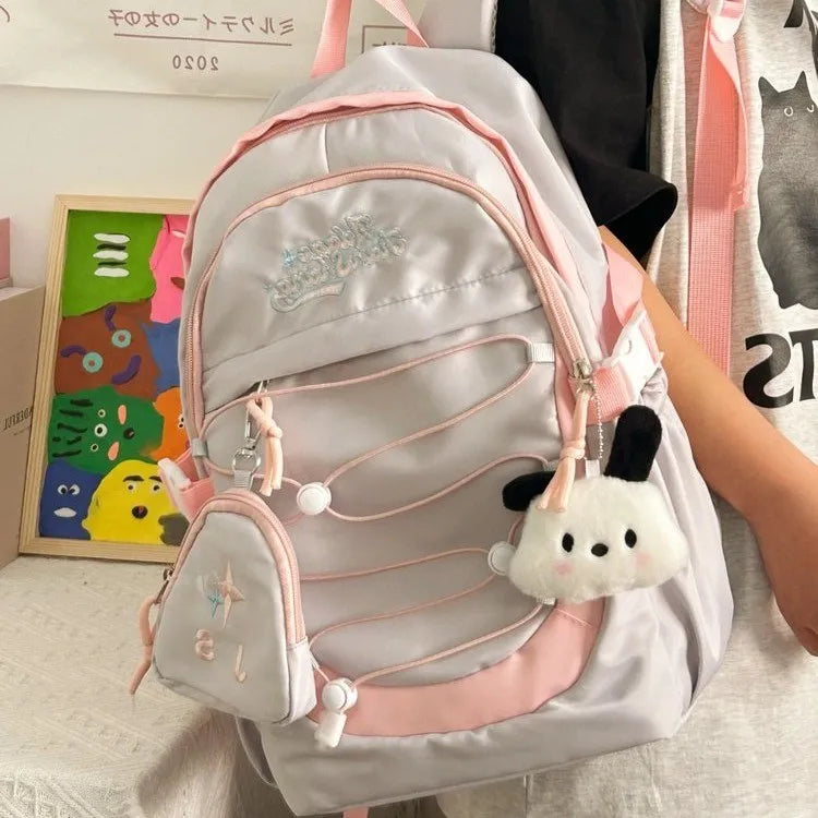 Promotion Large Capacity Simple Solid Color Braided Breathable Mesh Pocket Waterproof Backpack Zipper Closure Coin Purse Pocket