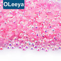 Oleeya Wholesale 2mm 3mm 4mm 5mm 6mm Non Hot Fix Flatback Crystal Stones Jelly Pink AB Resin Rhinestones for DIY Crafts