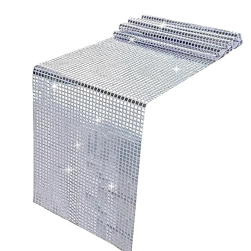 Disco Retro Woven Sequin Polyester Dining Table Runner Eco-Friendly Embroid Favourited Mirror Foil Glitter Table Home Hotel