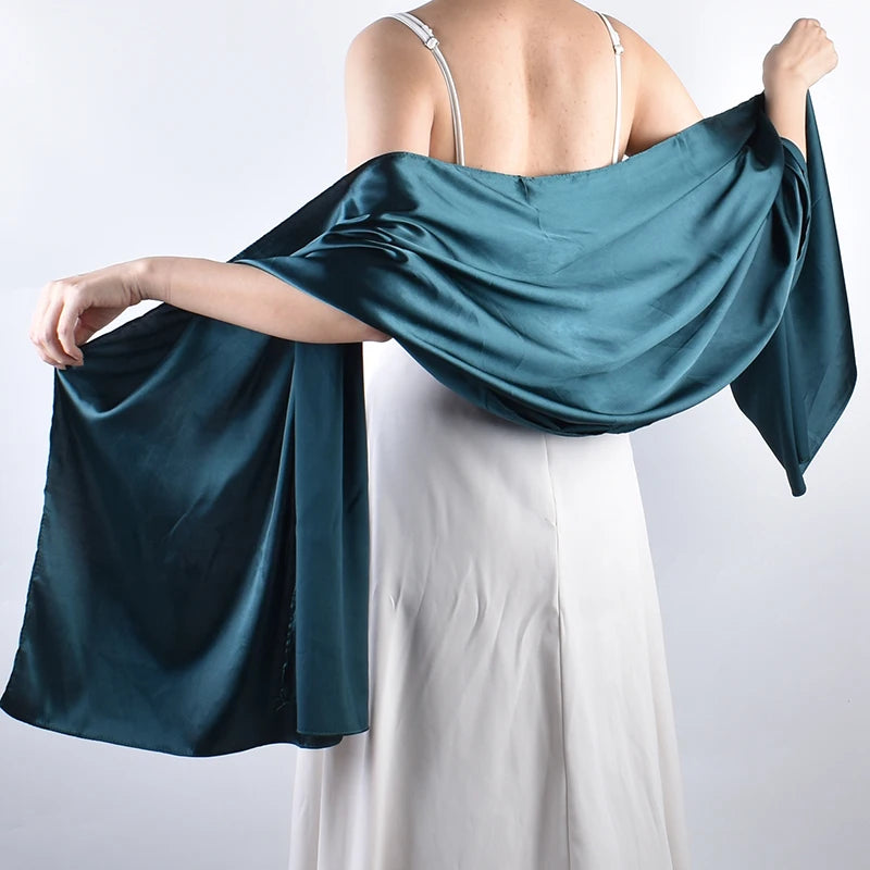 Summer European American Thin Simulated Silk Soft Polyester Solid Color Long Scarf Fashion Evening Dress Waist Shawl Wholesale