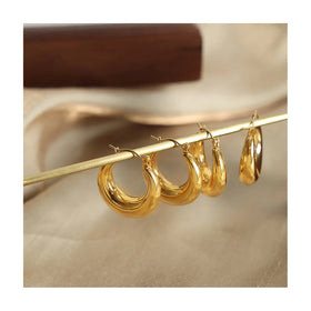Wholesale Vintage Geometric Earrings Titanium Steel 18K Gold Plating Refined Grace Maillard Hoop Earrings Hypoallergenic