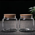 Custom New Style Luxury 14oz High Borosilicate Storage Container Empty Clear Glass Candle Jars With Cork Wood Lid